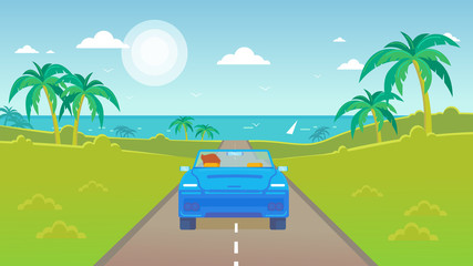 Vector scene of the road to the sea