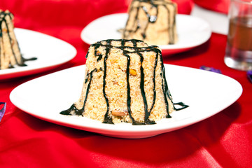 Traditional semolina dessert with nuts