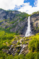 Giant Rjoandefossen waterfall by the Flam to Myrdal Railway Line Norway
