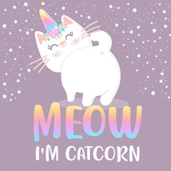 Design Cute fantasy magic cat unicorn. Design for children