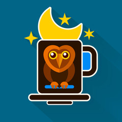 Night Owl And Moon Original Design . Vector