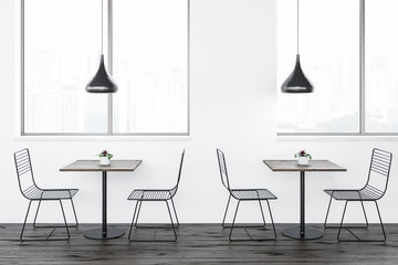 White minimalistic cafe interior
