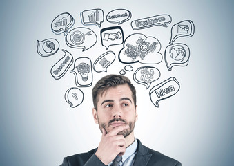 Thoughtful businessman, business plan