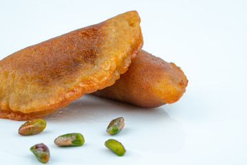 Turkish dessert tas kadayif with pistachio