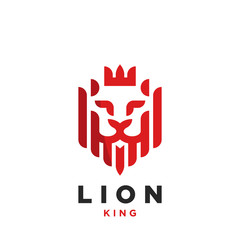 Creative Lion head with crown. Symbol. Vector