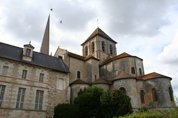 Fototapeta na wymiar Saint-Savin, France. The Abbey of Saint-Savin-sur-Gartempe, a Roman Catholic church in Poitou, World Heritage Site since 1983