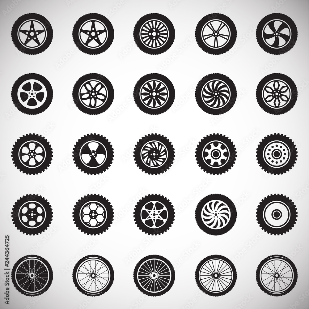 Poster wheel icons set on white background for graphic and web design, modern simple vector sign. internet 