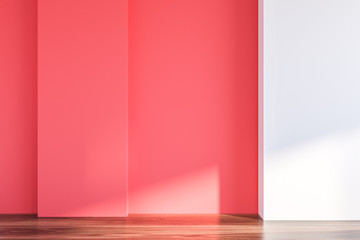 Empty room with red and white walls