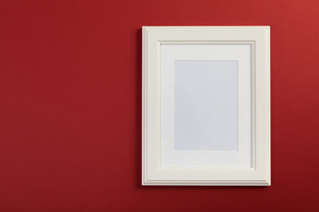 white frame on red and gray background