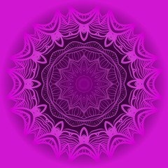 Purple color Mandala flower decoration. Vector floral ornament. Tribal ethnic fashion motif for paper, textile.