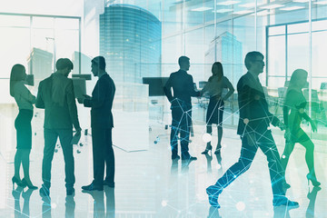 Business people in office, network interface