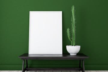 Green living room, poster on table