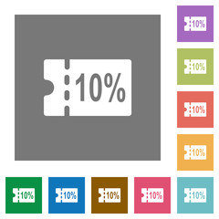 10 percent discount coupon square flat icons