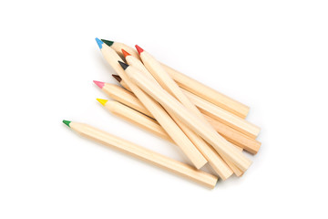 Obraz premium Wooden colorful ordinary pencils isolated on a white background, Image.