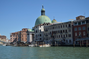 Naklejka premium Church Of San Simeone Piccolo On The Grand Canal Of Venice. Travel, holidays, architecture. March 28, 2015. Venice, Veneto region, Italy.