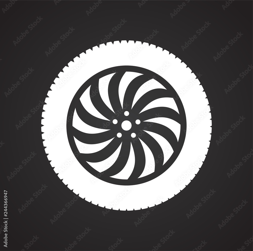 Poster wheel icon on black background for graphic and web design, modern simple vector sign. internet conce