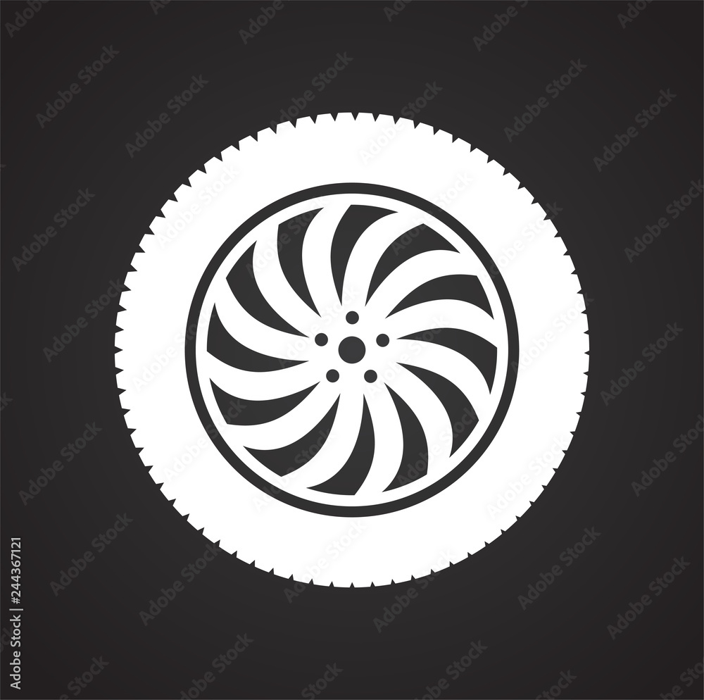 Poster wheel icon on black background for graphic and web design, modern simple vector sign. internet conce