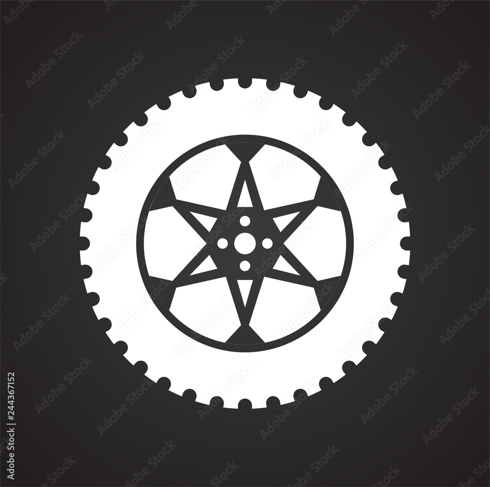 Poster wheel icon on black background for graphic and web design, modern simple vector sign. internet conce