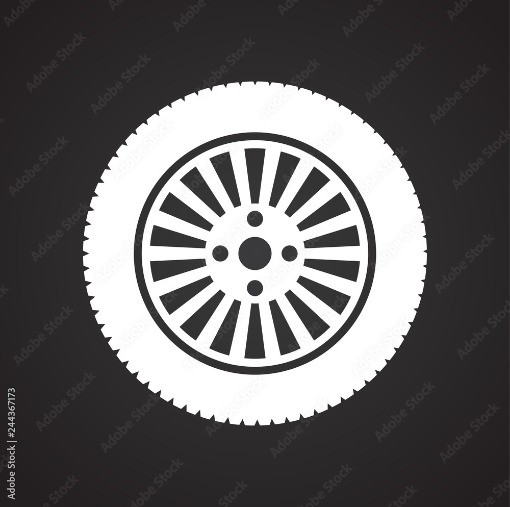 Poster wheel icon on black background for graphic and web design, modern simple vector sign. internet conce