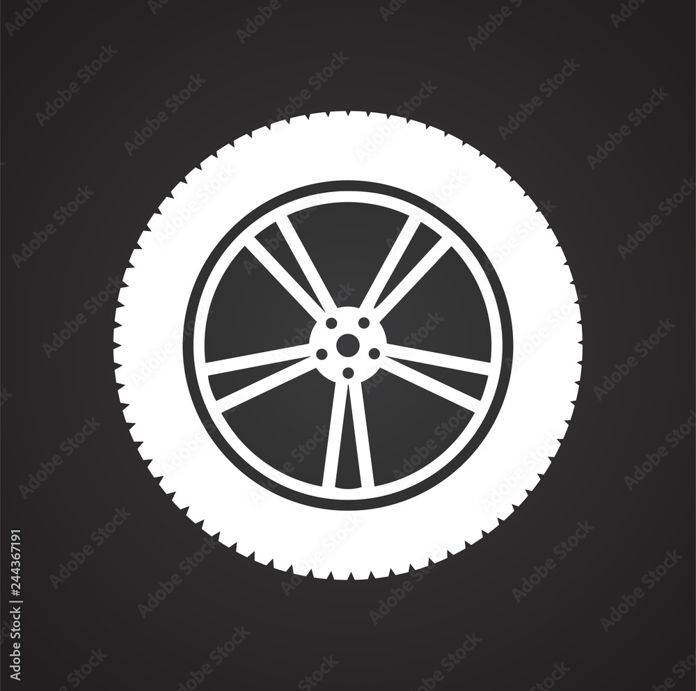Poster wheel icon on black background for graphic and web design, modern simple vector sign. internet conce
