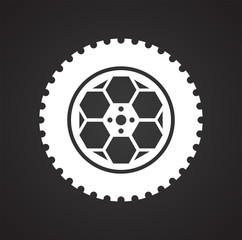 Wheel icon on black background for graphic and web design, Modern simple vector sign. Internet concept. Trendy symbol for website design web button or mobile app