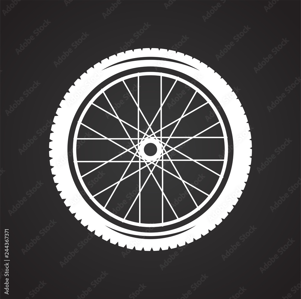 Poster wheel icon on black background for graphic and web design, modern simple vector sign. internet conce