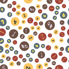 Numbers and circles, education, school concept. Seamless vector EPS 10 pattern. Flat style