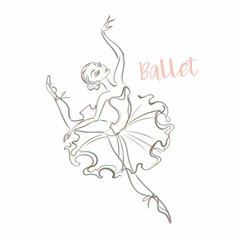 Girl ballerina. Ballet. Logotype Dancer Vector illustration