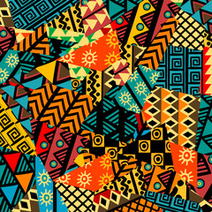 Fond de patchwork africain coloré avec des motifs africains