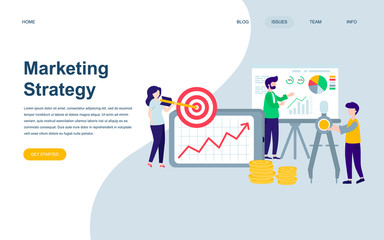 Modern flat web page design template of Marketing Strategy decorated people character for website and mobile website development. Flat landing page template. Vector illustration.