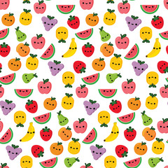 fruits smiley face seamless pattern vector illustration for kids