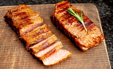 Beef steak on cutting board