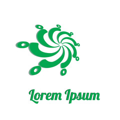 Obraz premium the logo is green/On the drawing a logo in the form of a flower, green, the text can be entered into the logo. With a shadow logo for a new company, a logo for a new institution, a new project.
