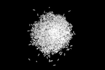 Rice on black background