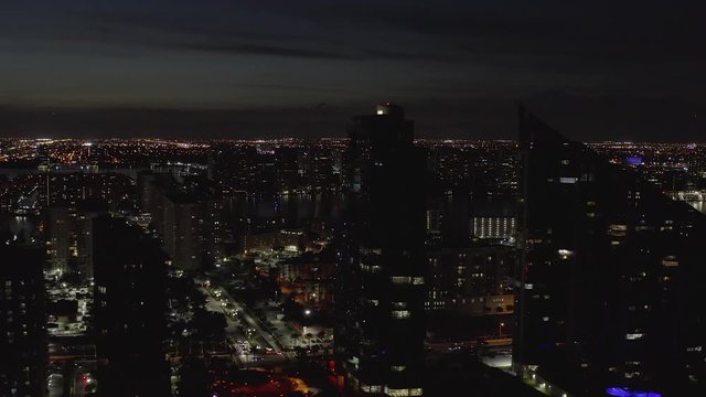 Aerial stock video city after night dark