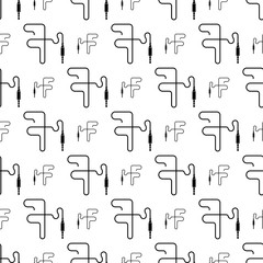 Audio Cable Icon, Plug Wire Seamless Pattern