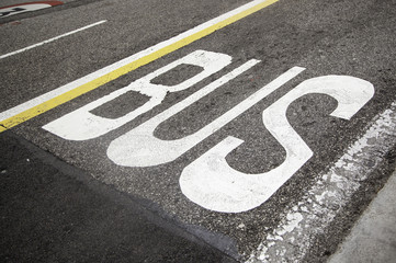 Bus signal on the asphalt