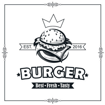 background with fast food emblem of burger