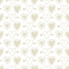 Vector hand drawn hearts seamless pattern