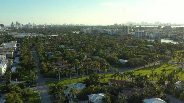 Aerials upscale neighborhood Miami Bal Harbour 4k