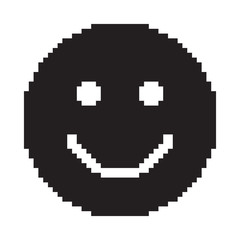Smile icon. Happy face symbol. Pixel art.