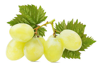 Fresh grapes isolated on white background with clipping pass