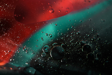 Oil in water bubbles abstract colorful background