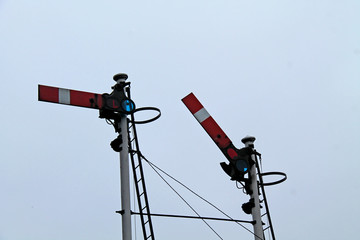 A Couple of Traditional British Train Railway Signals.