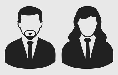 Corporate couple Icon.Male and female symbol on gray background. Flat style vector EPS.