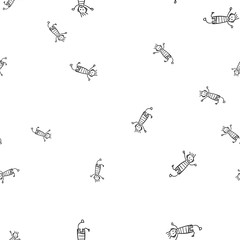 Kids seamless pattern in doodle style.