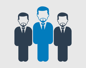 Business Team Icon. Standing Male symbols on gray background. Flat style vector EPS.