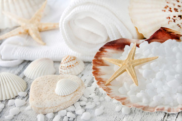 Wellness Meersalz und Muscheln