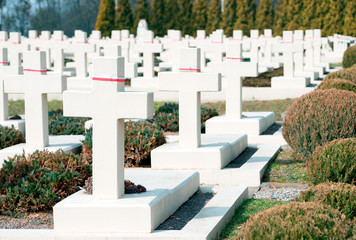 Cross gravestones on the cemetery