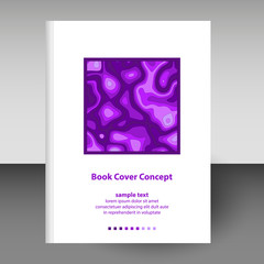 vector cover of diary or notebook hardcover - format A4 layout brochure concept - purple violet colored with paper cut 3D effect